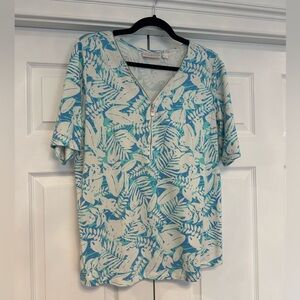 Belle by Kim Gravel TripleLuxe Knit Tropical Zip Top, Size Large